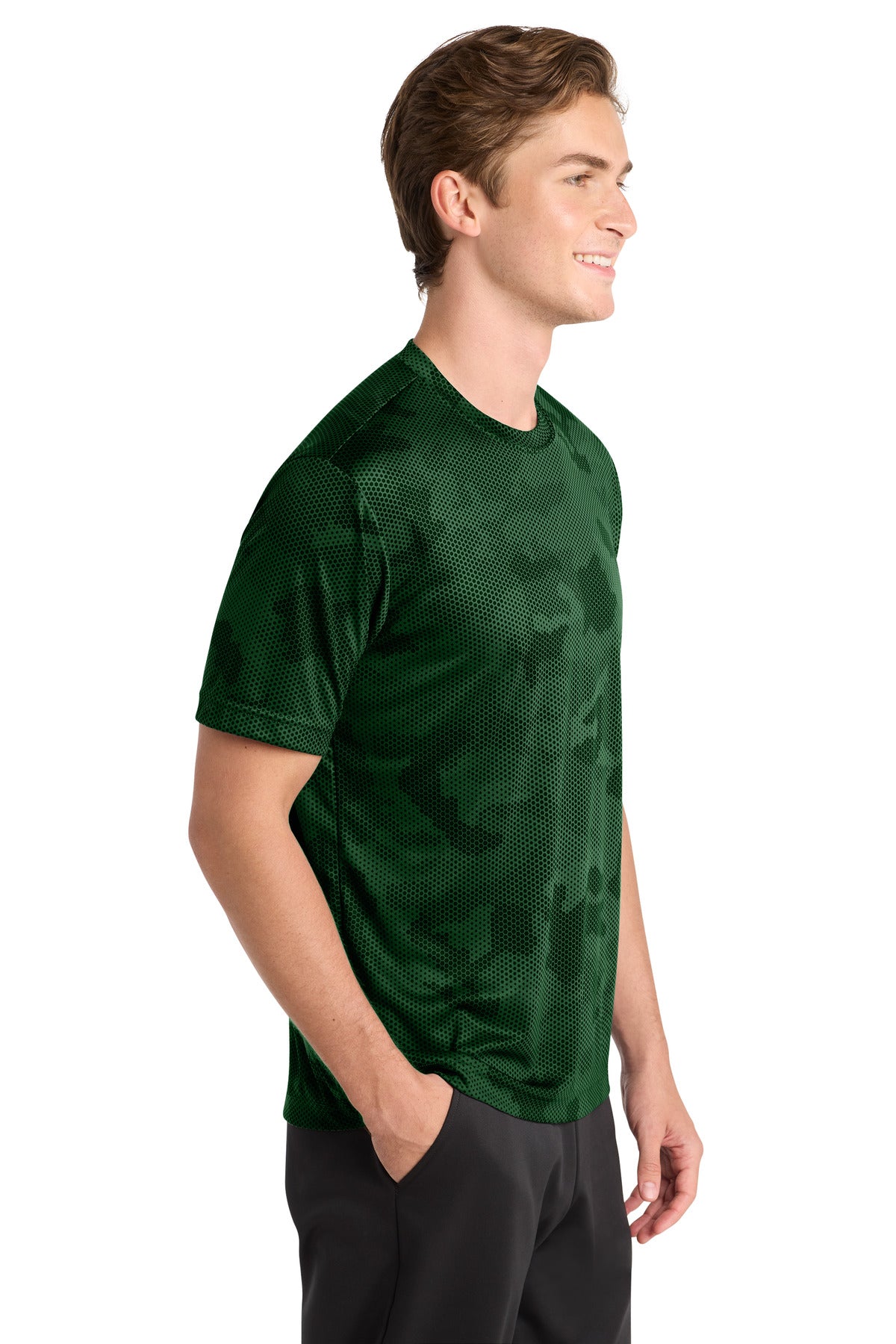 Forest Green Sport-Tek CamoHex Tee. ST370