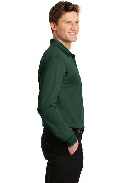 Forest Green Sport-Tek Long Sleeve Micropique Sport-Wick Polo. ST657