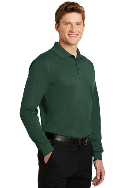 Forest Green Sport-Tek Long Sleeve Micropique Sport-Wick Polo. ST657