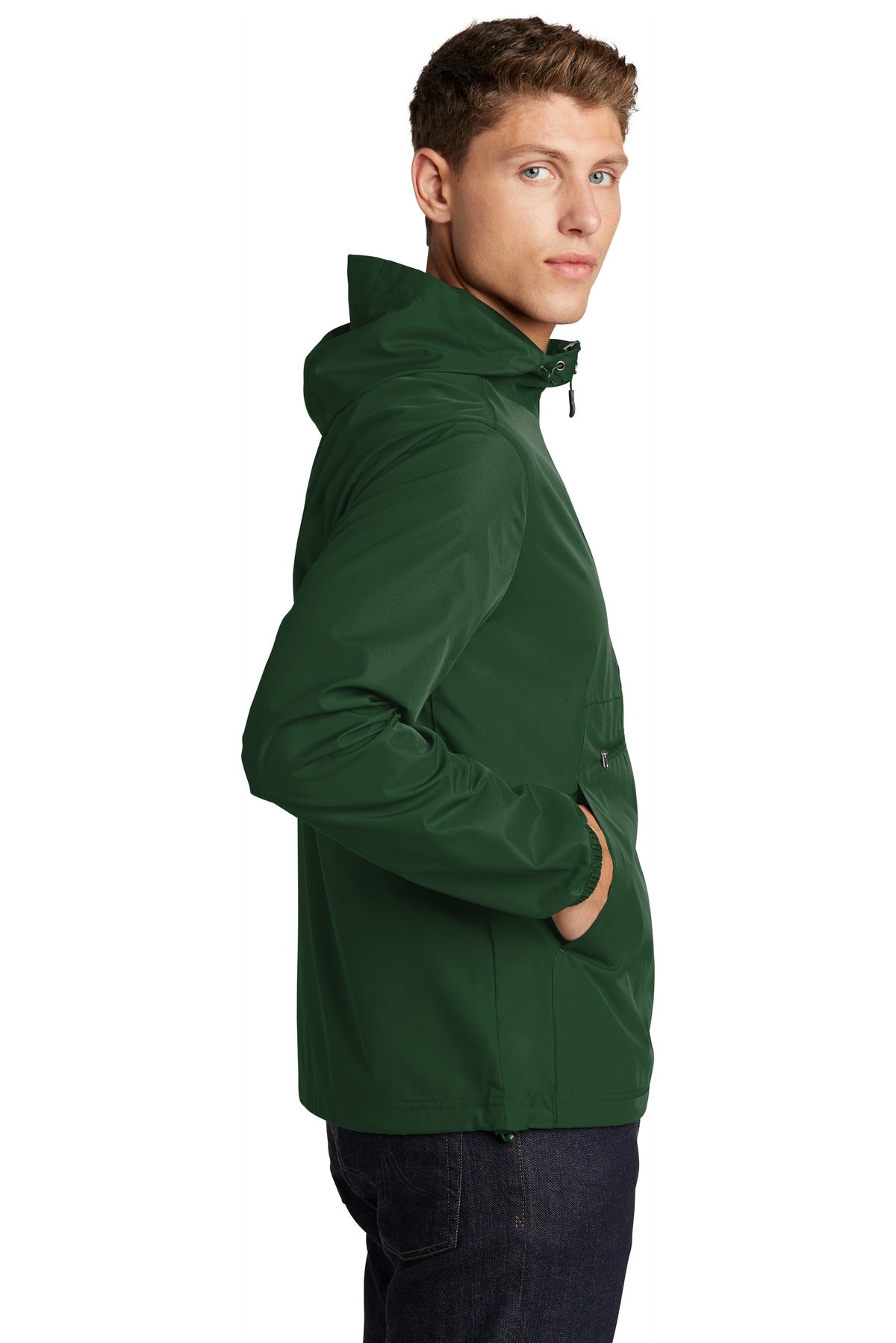 Forest Green Sport-Tek Packable Anorak. JST66
