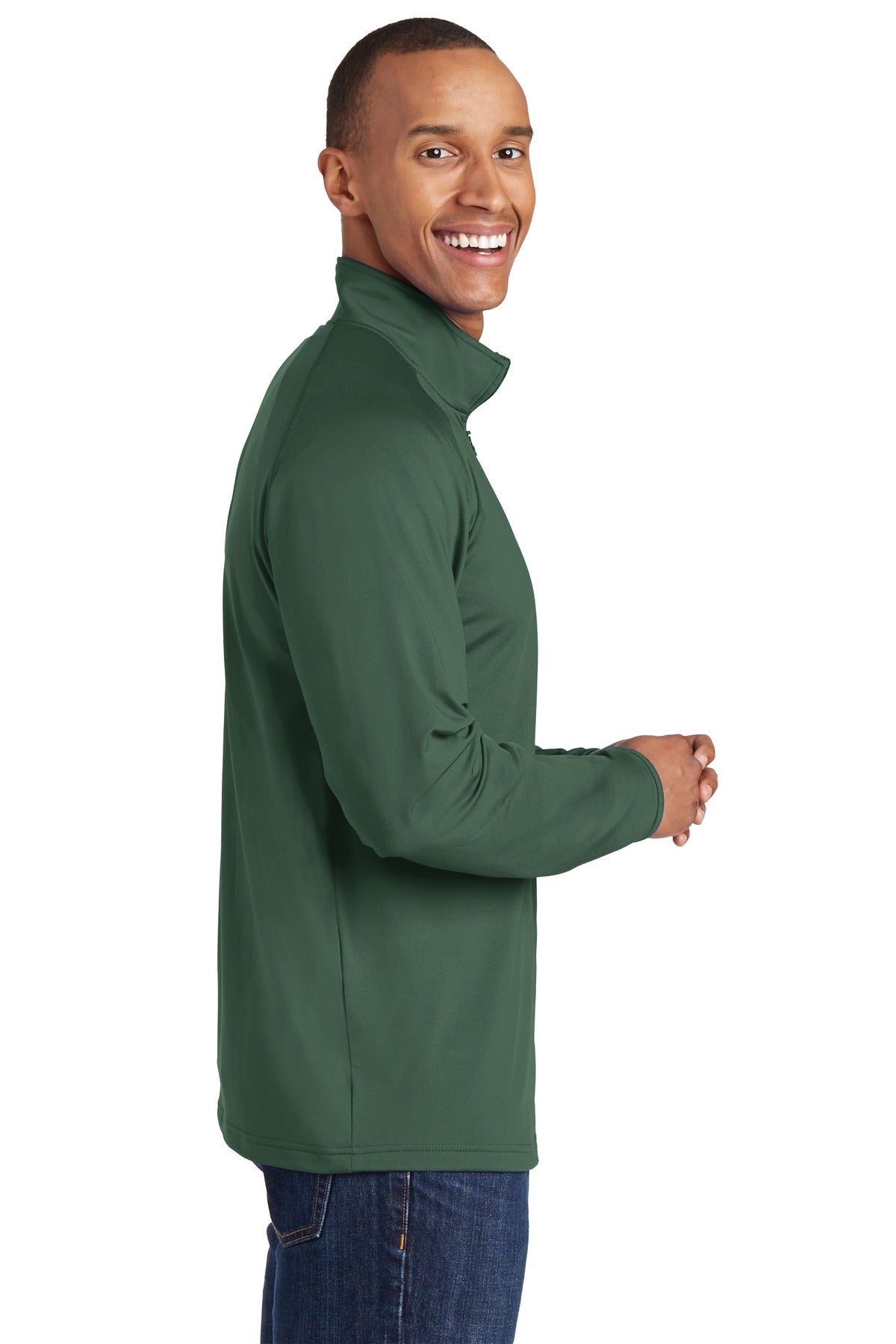 Forest Green Sport-Tek Sport-Wick Stretch 1/4-Zip Pullover. ST850
