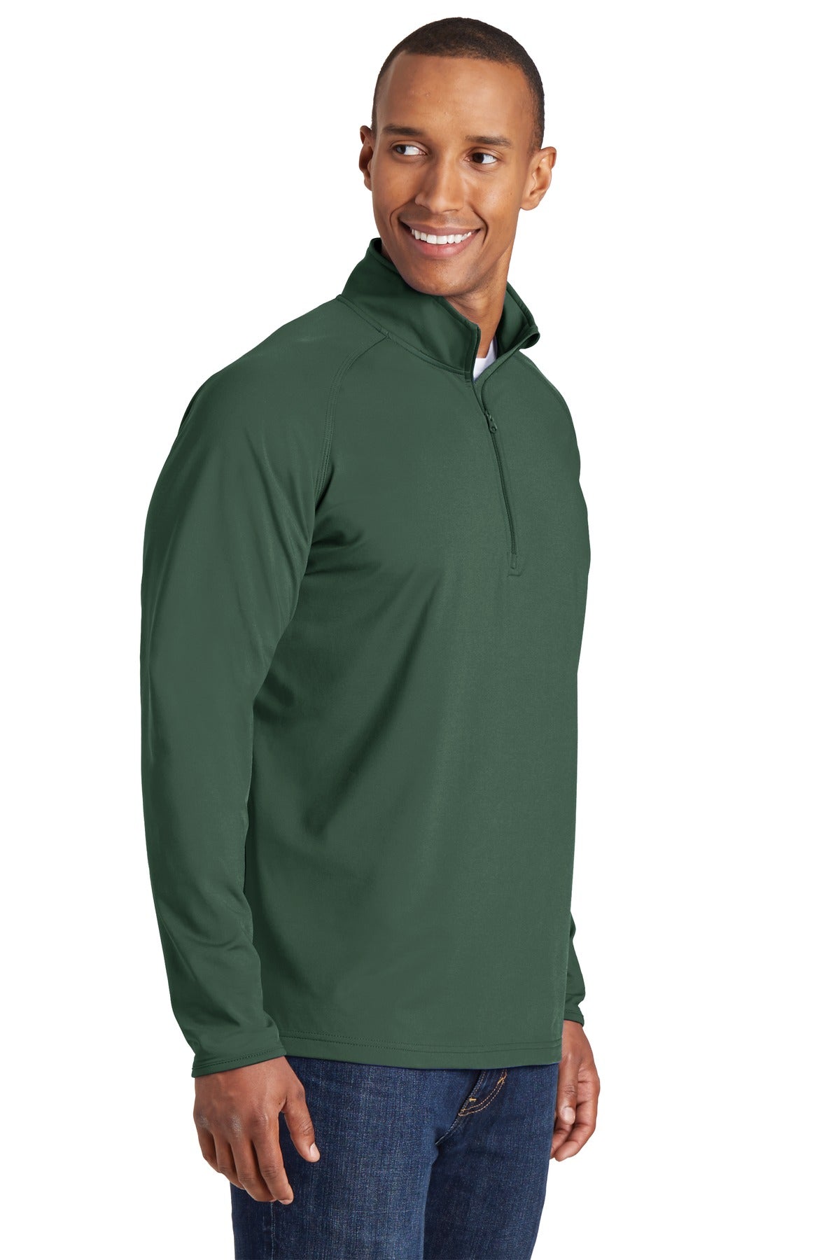 Forest Green Sport-Tek Sport-Wick Stretch 1/4-Zip Pullover. ST850