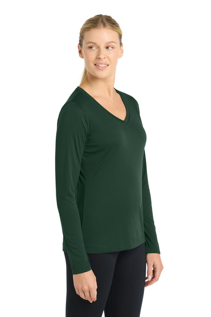 Forest Green Sport-Tek Women's Long Sleeve PosiCharge Competitor V-Neck Tee. LST353LS