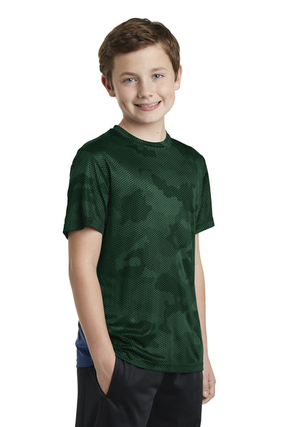 Forest Green Sport-Tek Youth CamoHex Tee. YST370