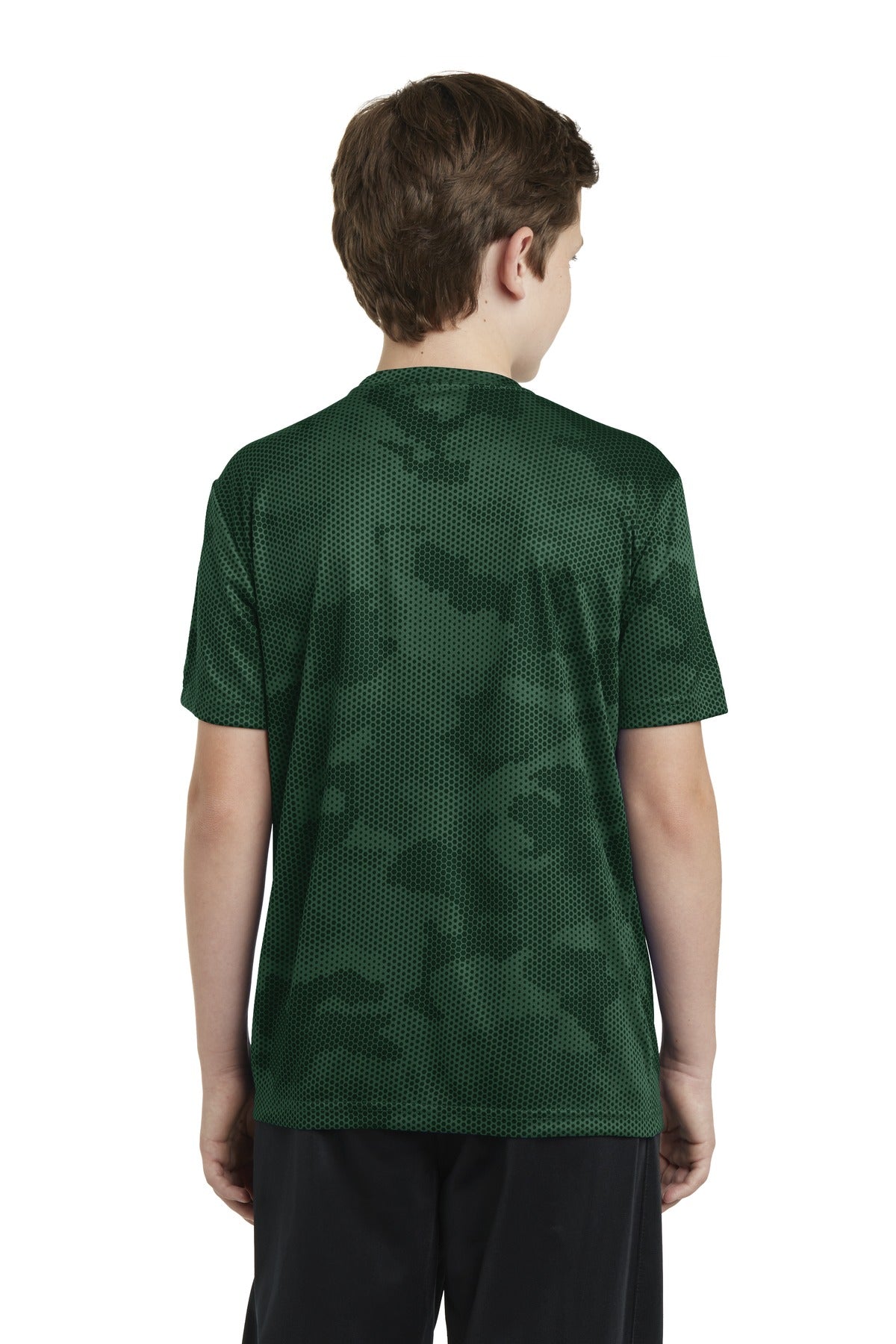 Forest Green Sport-Tek Youth CamoHex Tee. YST370