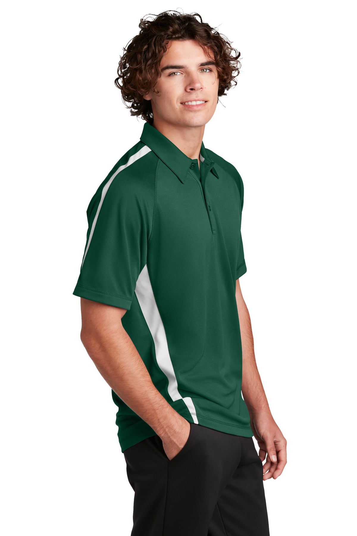 Forest Grn/Wht Sport-Tek PosiCharge Micro-Mesh Colorblock Polo. ST685