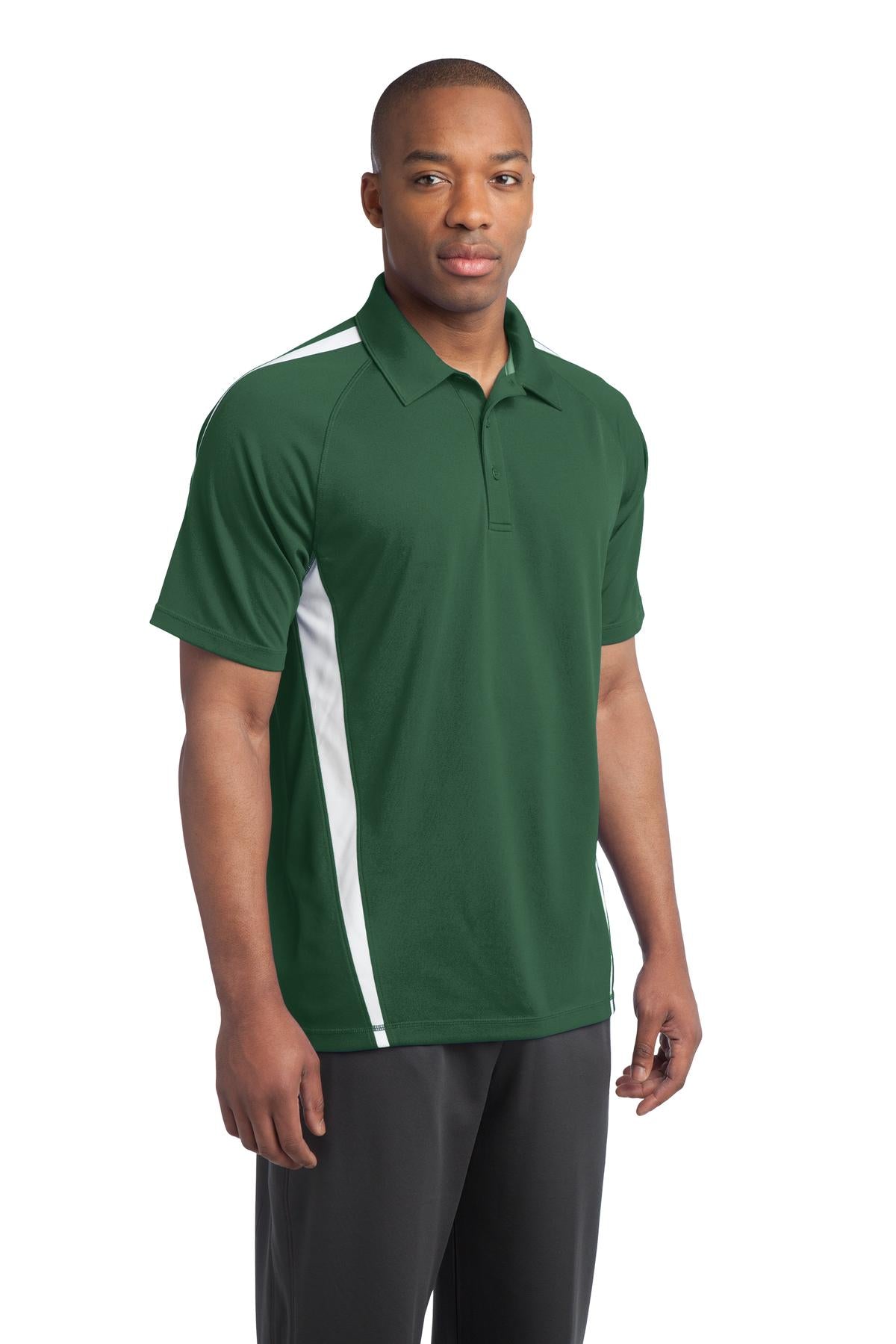 Forest Grn/Wht Sport-Tek PosiCharge Micro-Mesh Colorblock Polo. ST685