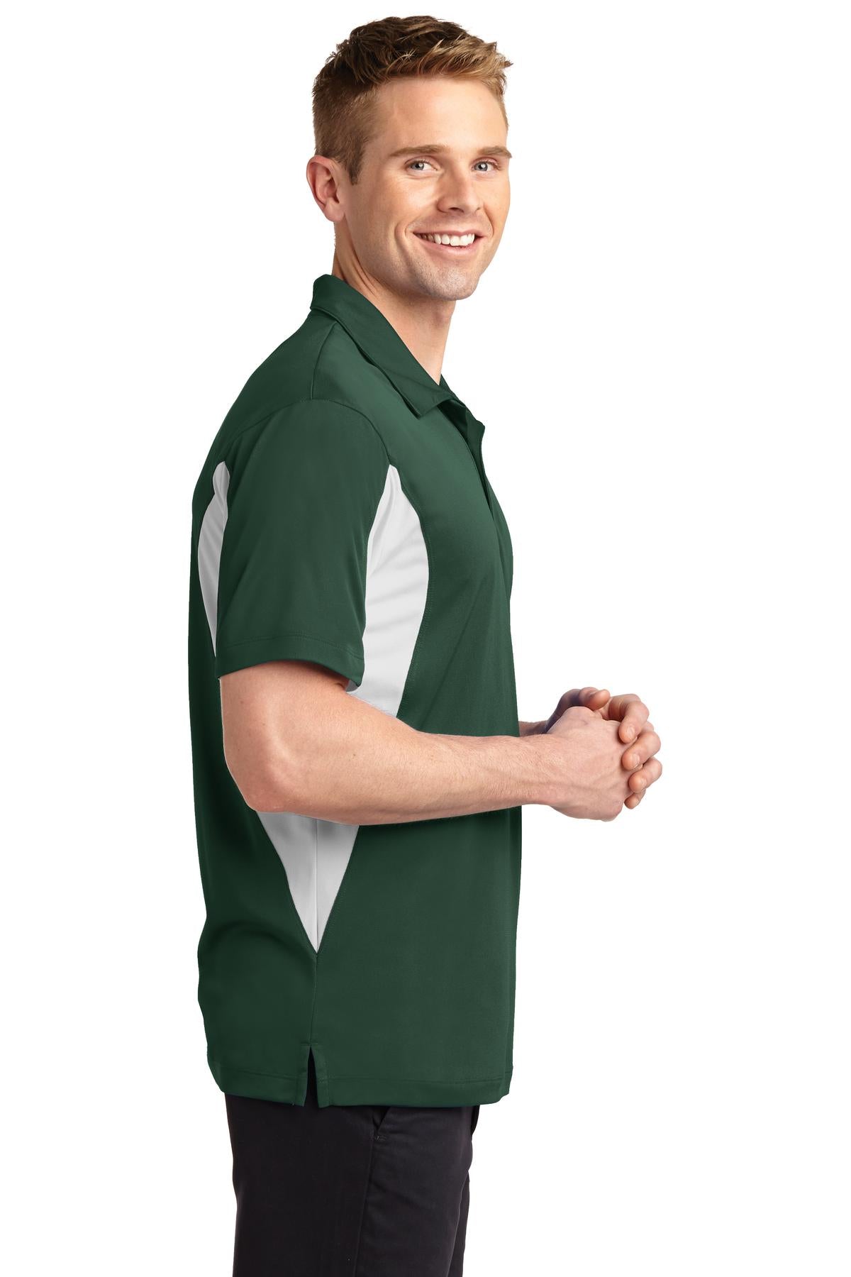 Forest Grn/Wht Sport-Tek Tall Side Blocked Micropique Sport-Wick Polo. TST655