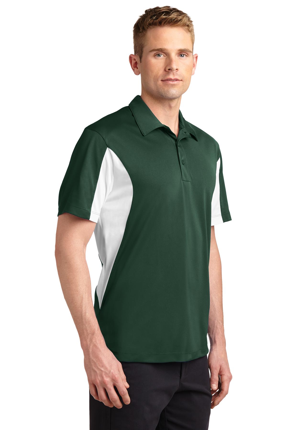 Forest Grn/Wht Sport-Tek Tall Side Blocked Micropique Sport-Wick Polo. TST655