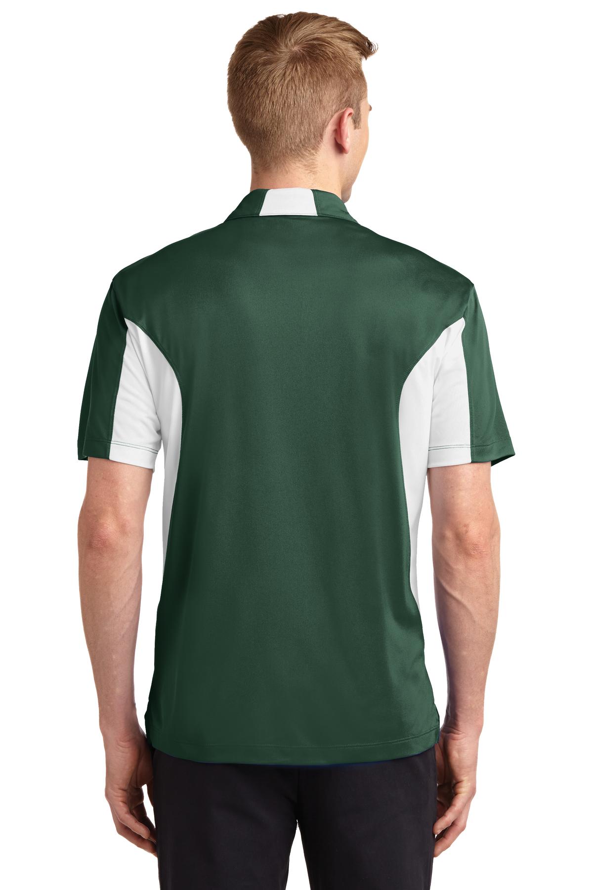 Forest Grn/Wht Sport-Tek Tall Side Blocked Micropique Sport-Wick Polo. TST655