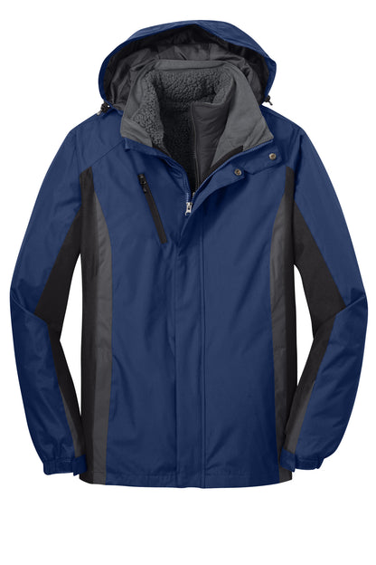 Front View of Ad Blu/Blk/Gry Port Authority Colorblock 3-in-1 Jacket. J321