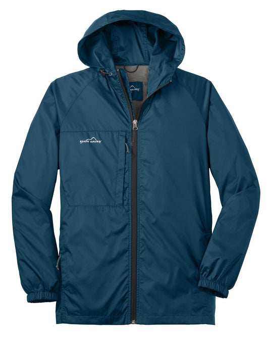 Front View of Adriatic Blue Eddie Bauer - Packable Wind Jacket. EB500