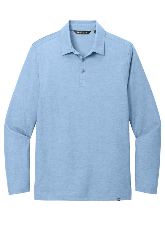 Front View of AllureHthr TravisMathew Oceanside Heather Long Sleeve Polo TM1MZ343