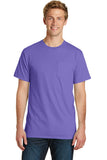 Front View of Amethyst Port & Company Beach Wash Garment-Dyed Pocket Tee. PC099P