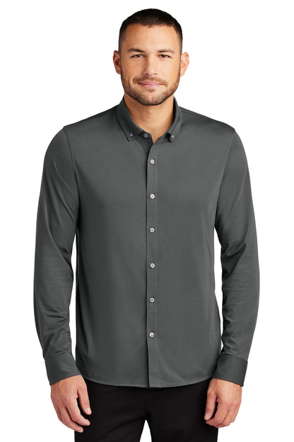 Front View of AnchorGrey Mercer+Mettle Stretch Jersey Long Sleeve Shirt MM1018