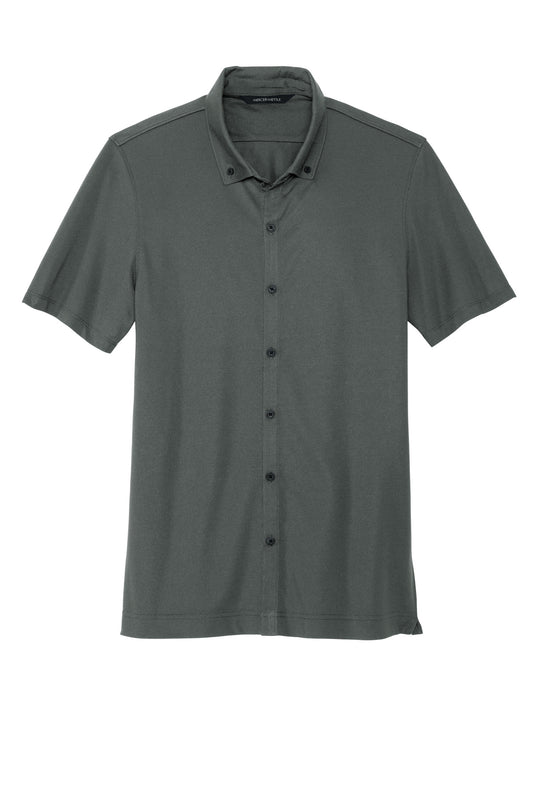 Front View of AnchorGrey Mercer+Mettle Stretch Pique Full-Button Polo MM1006