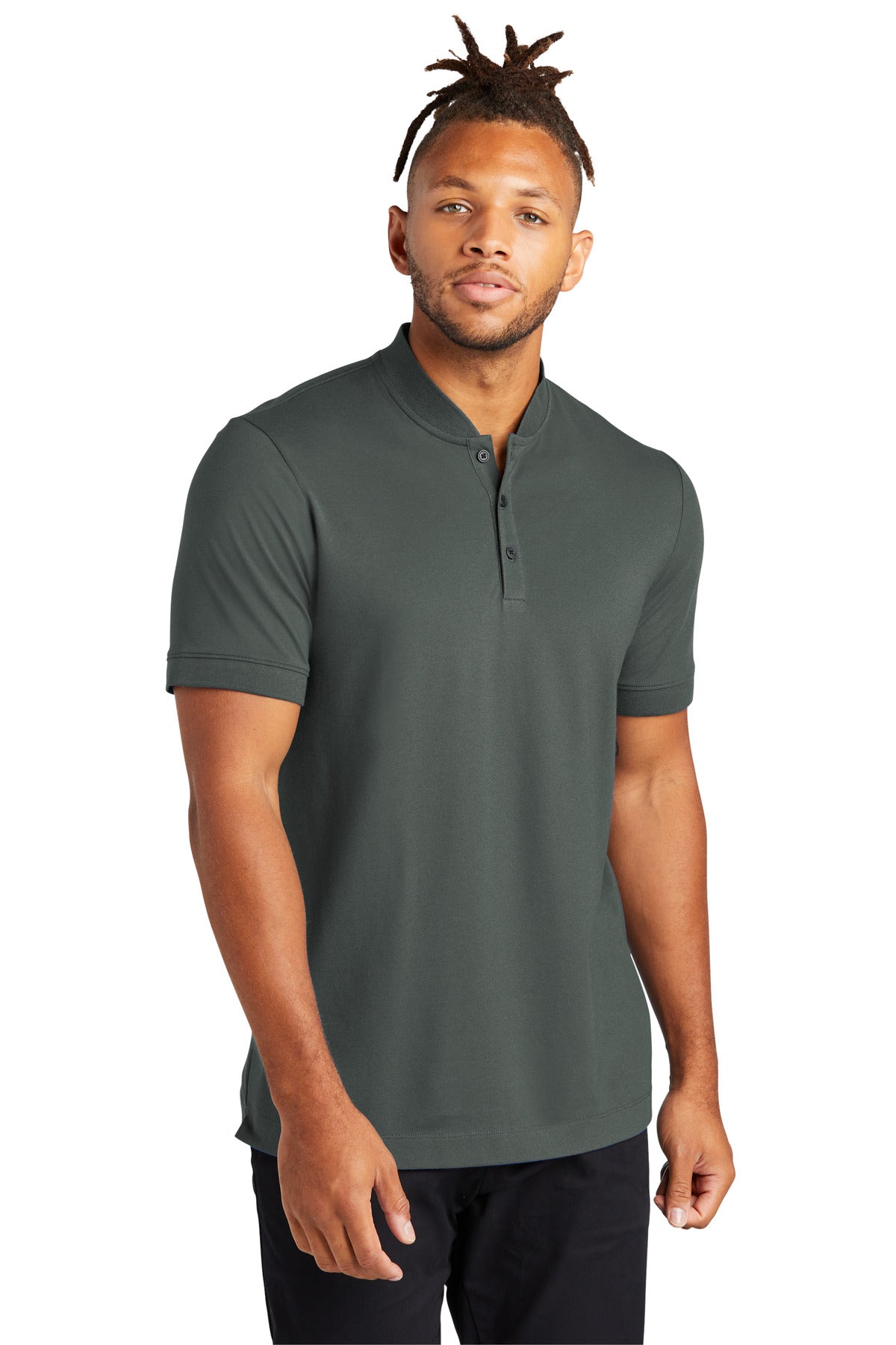 Front View of AnchorGrey Mercer+Mettle Stretch Pique Henley MM1008