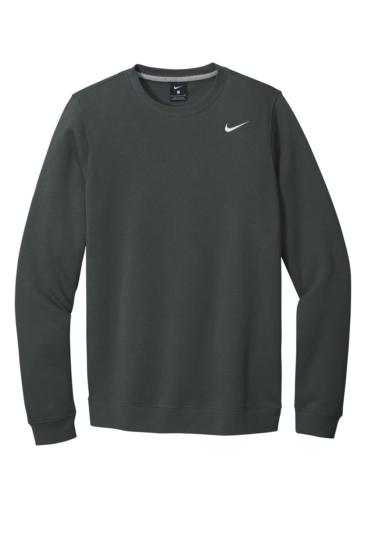 Front View of Anthracite Nike Club Fleece Crew CJ1614