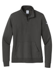 Front View of Anthracite Nike Women's Club Fleece Sleeve Swoosh 1/2-Zip NKDX6720