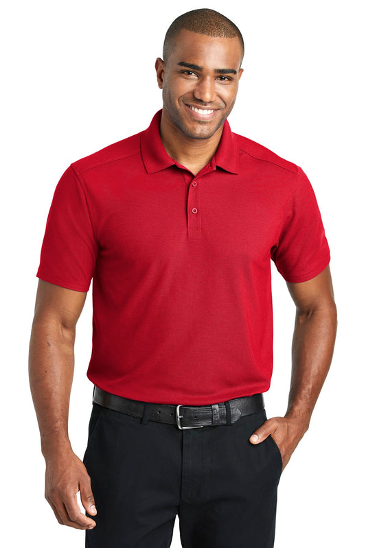 Front View of Apple Red Port Authority EZPerformance Pique Polo. K600