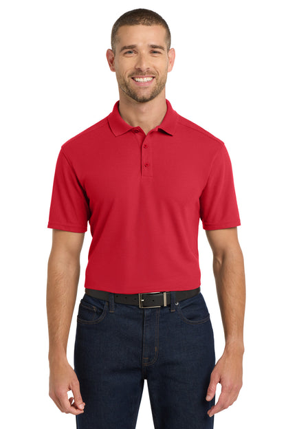 Front View of Apple Red Port Authority EZPerformance Pique Polo. K600