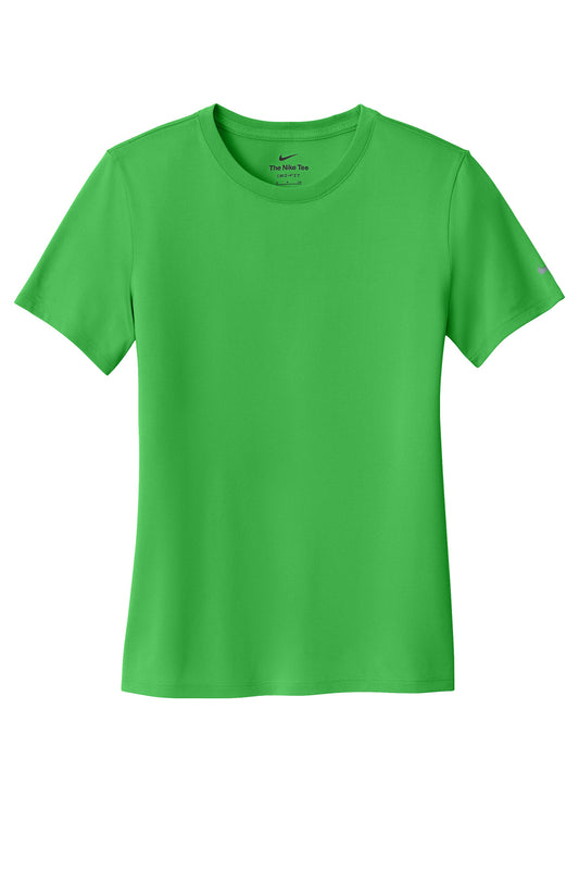 Front View of AppleGreen Nike Women's Swoosh Sleeve rLegend Tee NKDX8734
