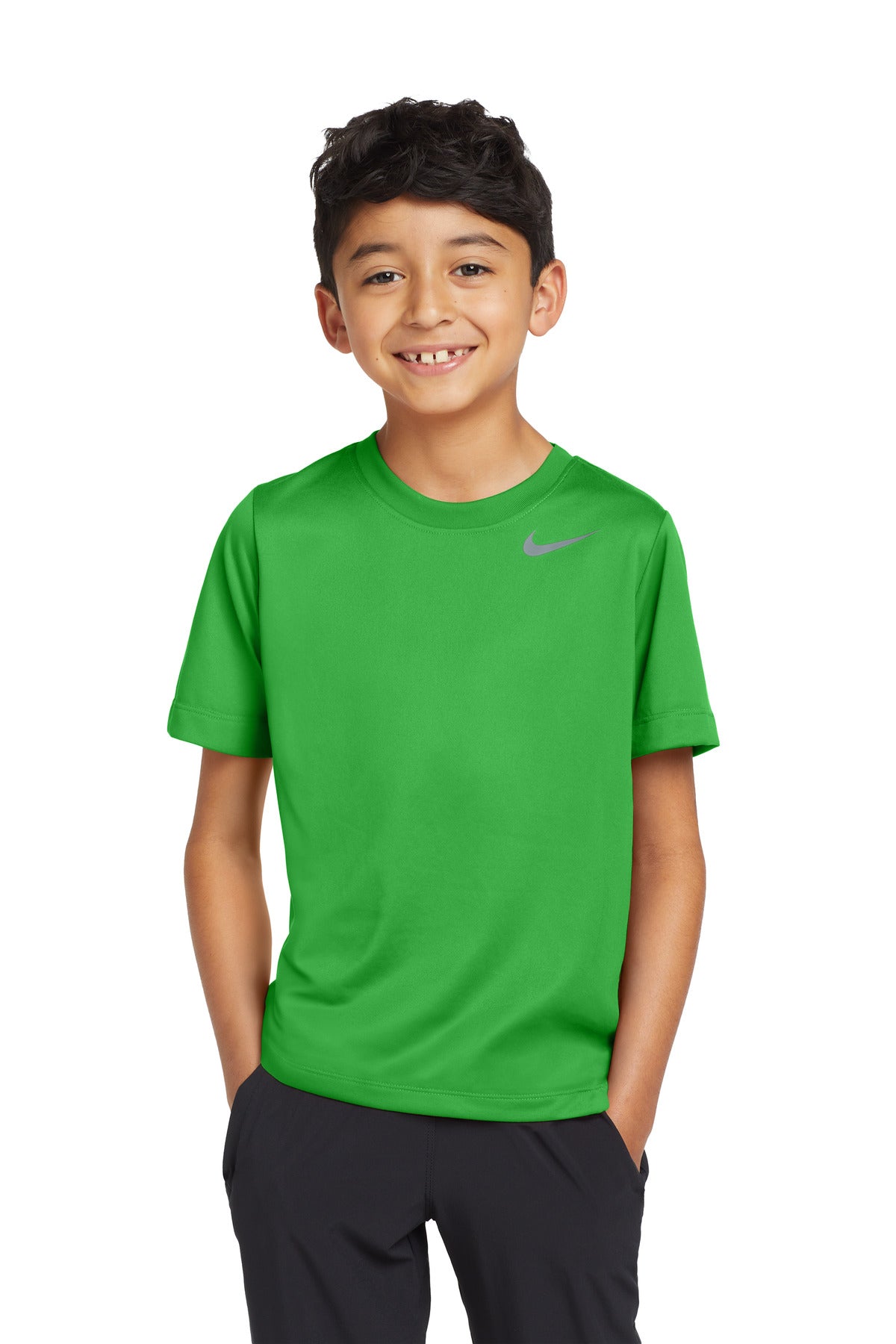 Front View of AppleGreen Nike Youth Team rLegend Tee DV7317