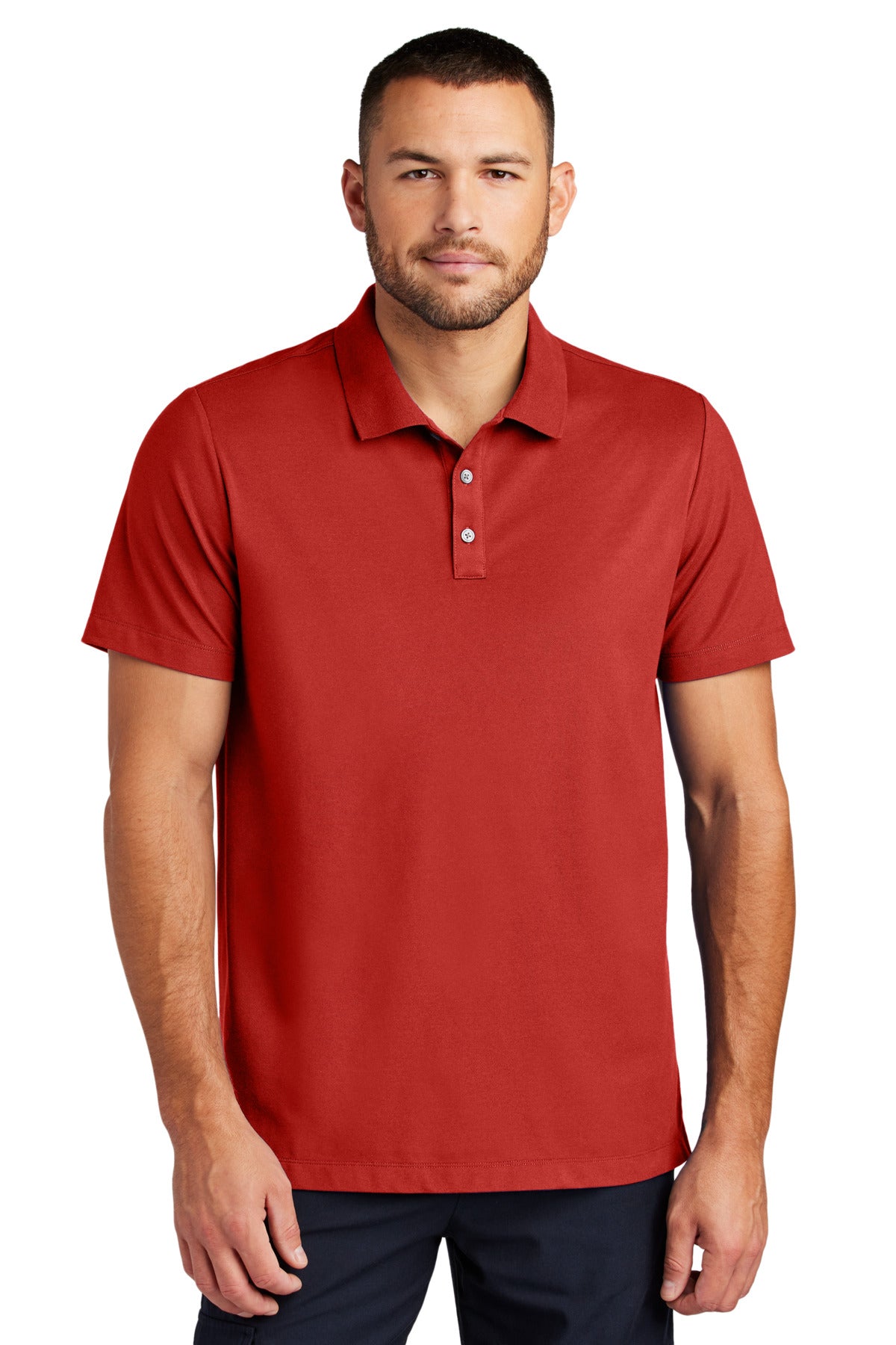 Front View of AppleRed Mercer+Mettle Stretch Pique Polo MM1004