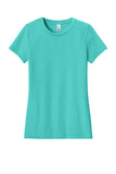 Front View of AquaHthr District Women's Perfect Blend CVC Tee. DM108L