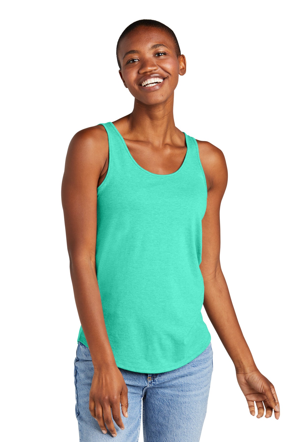 Front View of AquaHthr District Women's Perfect Tri Relaxed Tank DT151