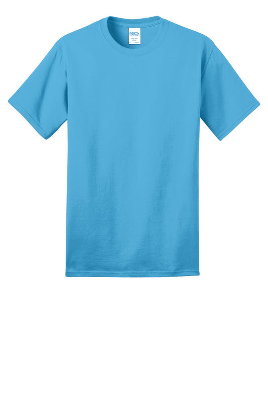 Front View of Aquatic Blue Port & Company - Ring Spun Cotton Tee. PC150