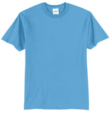 Front View of Aquatic Blue Port & Company Tall Core Blend Tee. PC55T