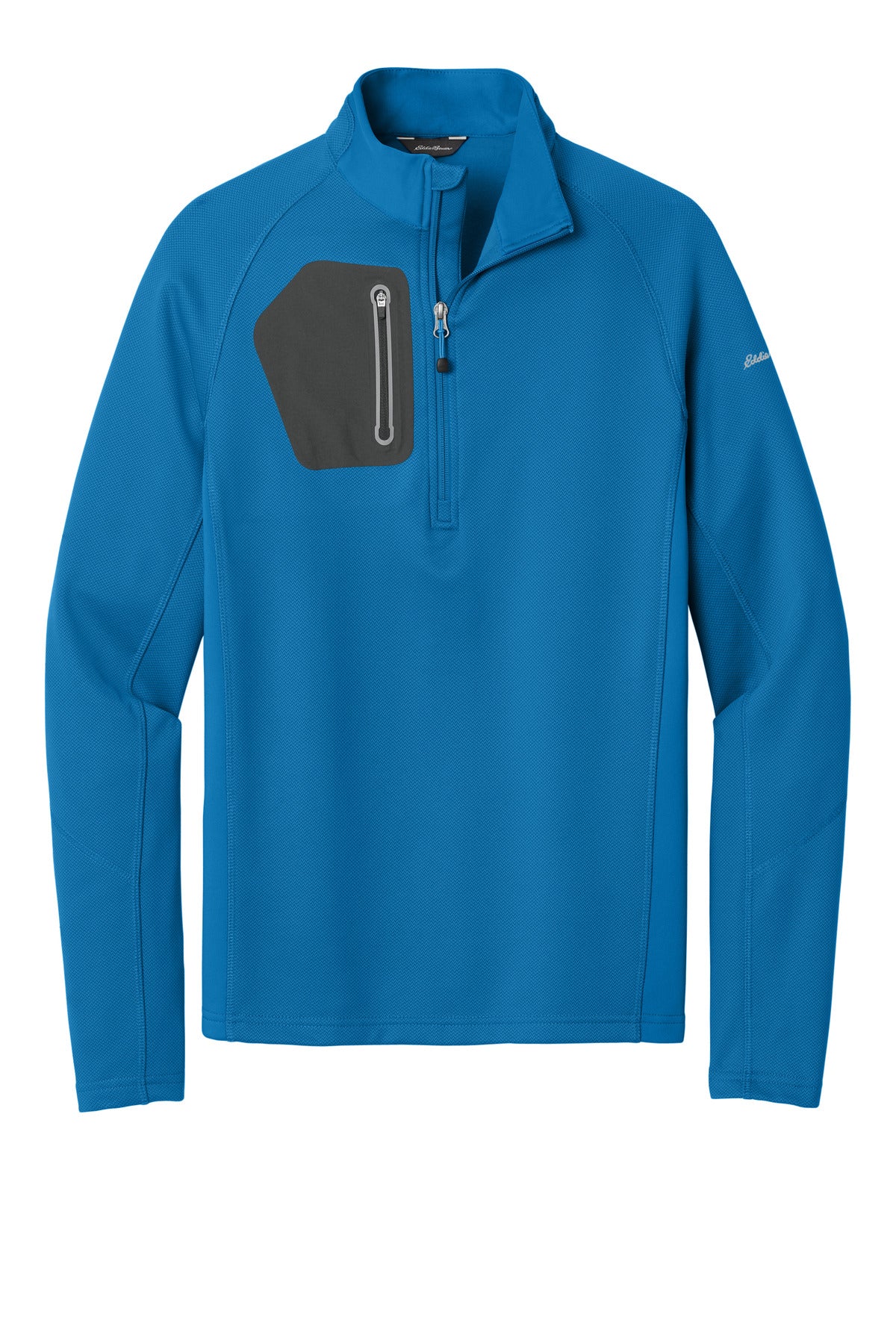 Front View of Ascent Blue Eddie Bauer 1/2-Zip Performance Fleece. EB234