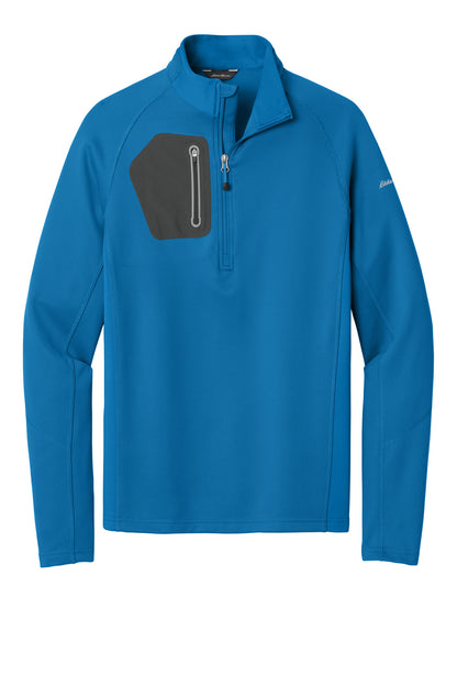 Front View of Ascent Blue Eddie Bauer 1/2-Zip Performance Fleece. EB234