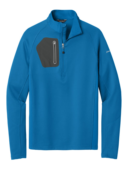 Front View of Ascent Blue Eddie Bauer 1/2-Zip Performance Fleece. EB234