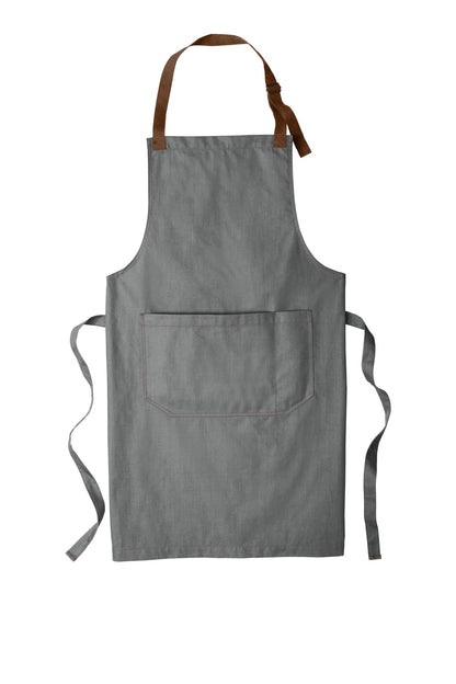 Front View of Ash Grey Port Authority Market Full-Length Bib Apron. A800