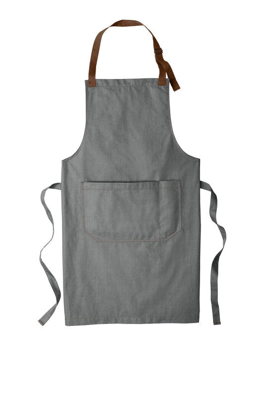 Front View of Ash Grey Port Authority Market Full-Length Bib Apron. A800
