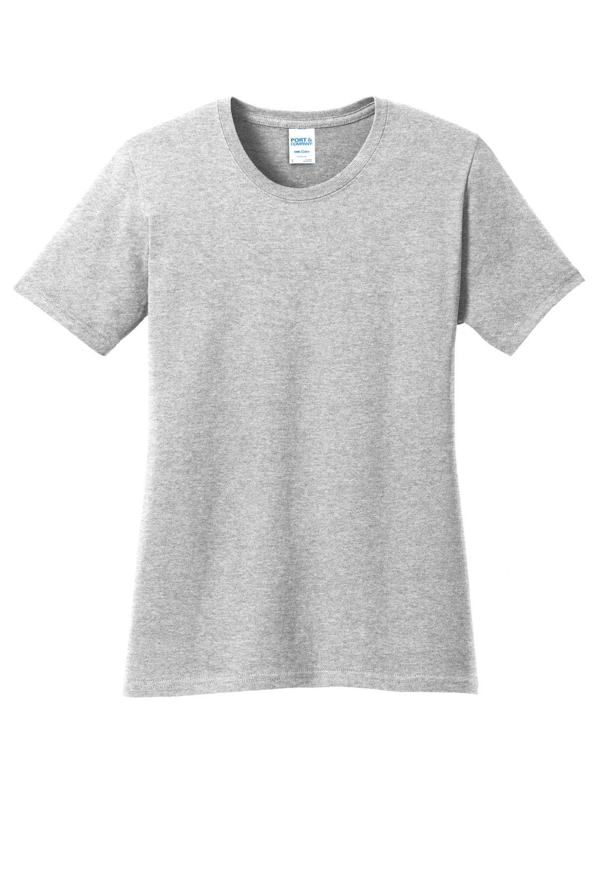 Front View of Ash Port & Company Women's Core Cotton Tee. LPC54