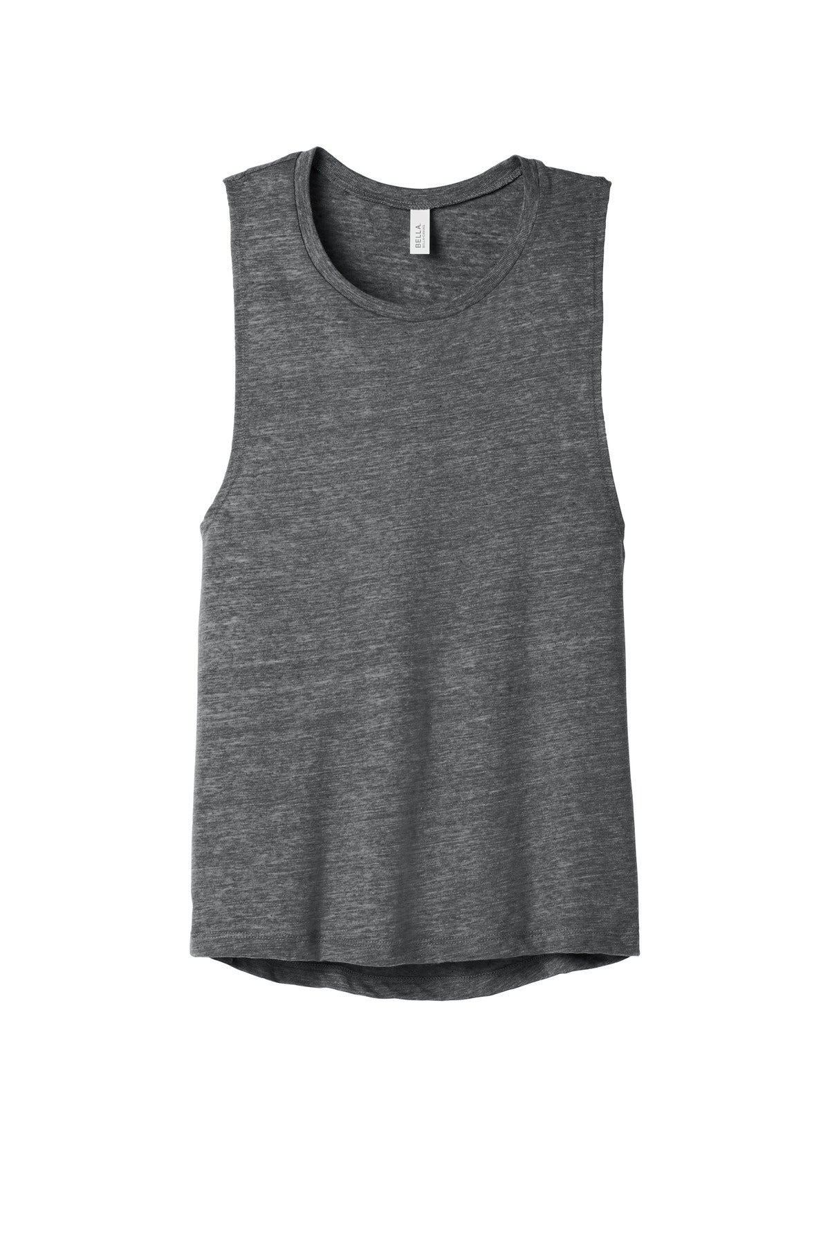Front View of Asphalt Slub BELLA+CANVAS Women's Flowy Scoop Muscle Tank. BC8803