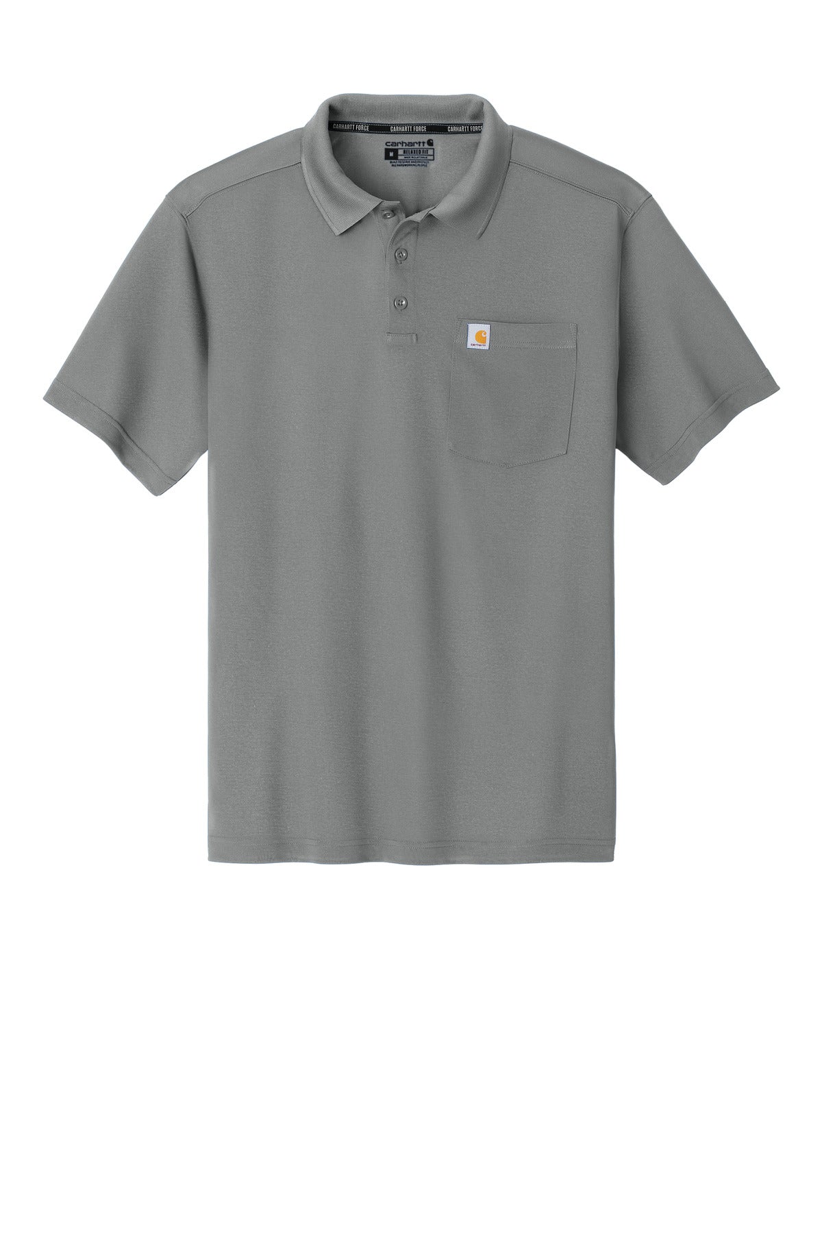 Front View of AsphaltGry Carhartt Force Snag-Resistant Pocket Polo CT106880