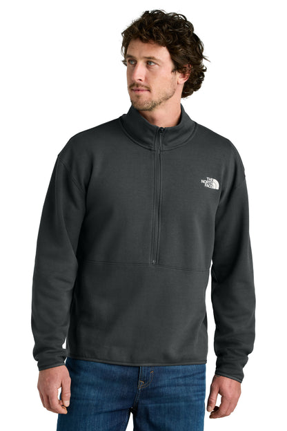 Front View of AsphaltGry The North Face Double-Knit 1/2-Zip Fleece NF0A8C5G