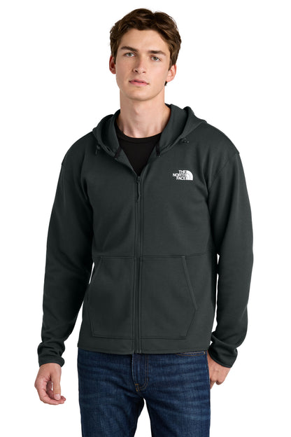 Front View of AsphaltGry The North Face Double-Knit Full-Zip Hoodie NF0A8BUS