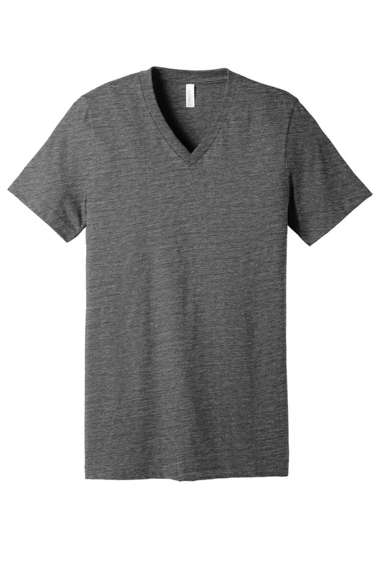 Front View of AsphltSlub BELLA+CANVAS Unisex Textured Jersey V-Neck Tee BC3655