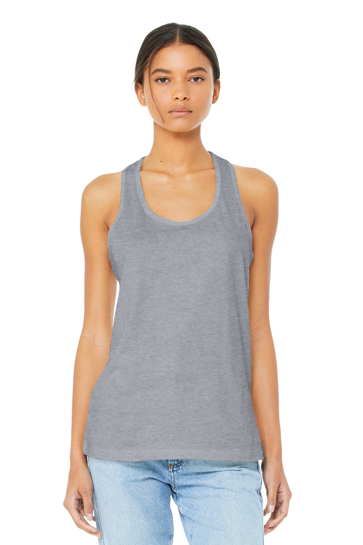 Front View of Athletic Ht BELLA+CANVAS Women's Jersey Racerback Tank. BC6008