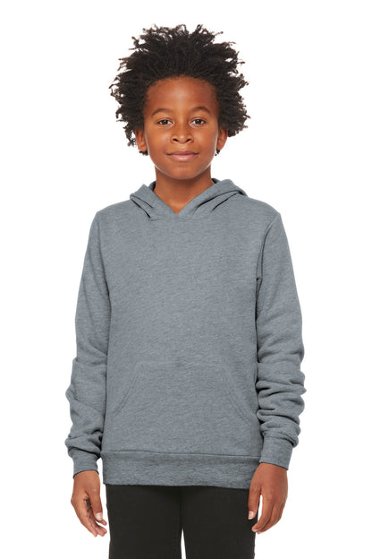 Front View of Athletic Ht BELLA+CANVAS Youth Sponge Fleece Pullover Hoodie BC3719Y