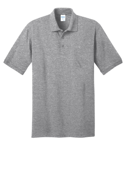 Front View of Athletic Hthr Port & Company Core Blend Jersey Knit Pocket Polo. KP55P