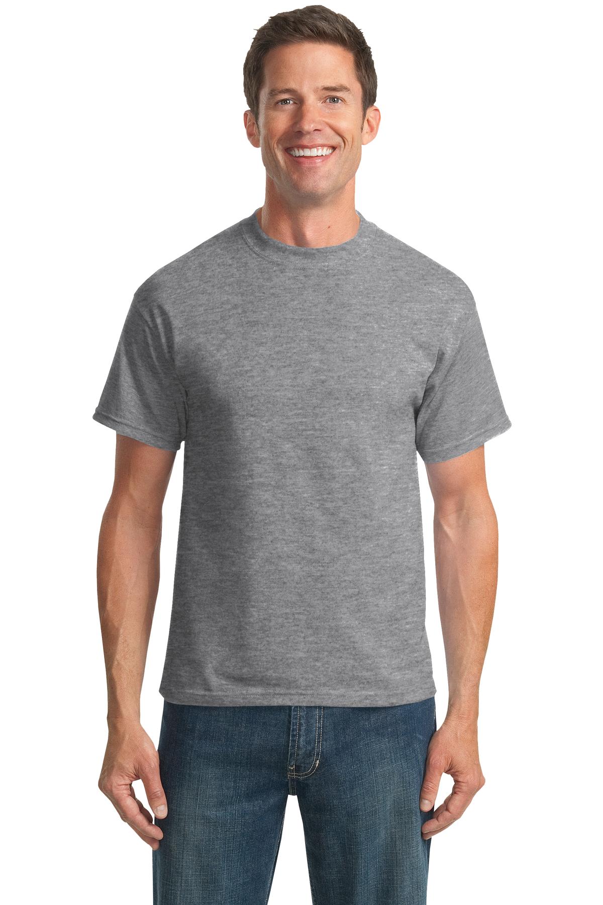 Front View of Athletic Hthr Port & Company Tall Core Blend Tee. PC55T