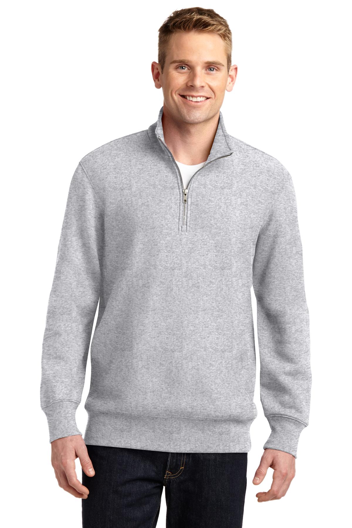 Front View of Athletic Hthr Sport-Tek Super Heavyweight 1/4-Zip Pullover Sweatshirt. ST283