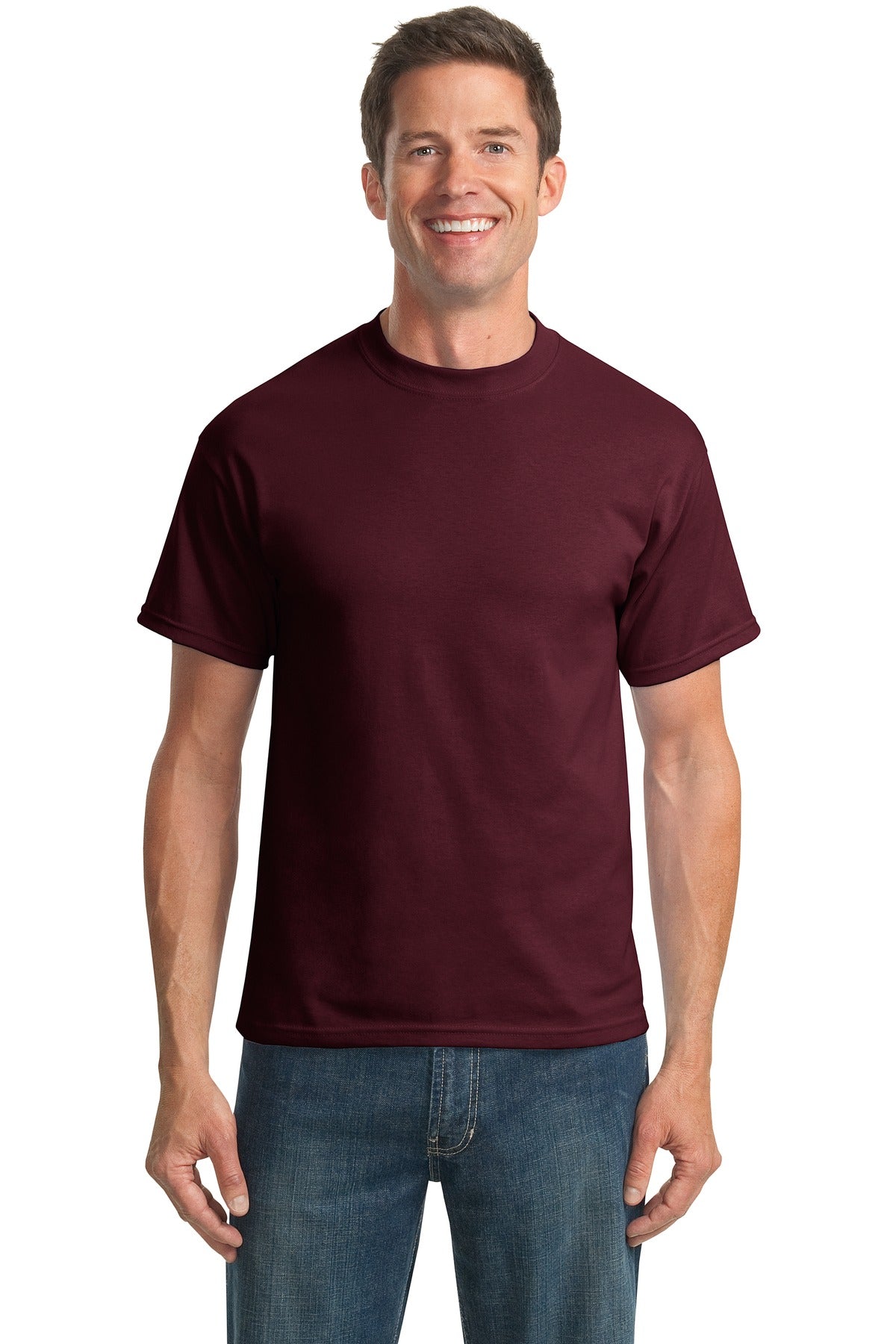 Front View of Athletic Marn Port & Company Tall Core Blend Tee. PC55T