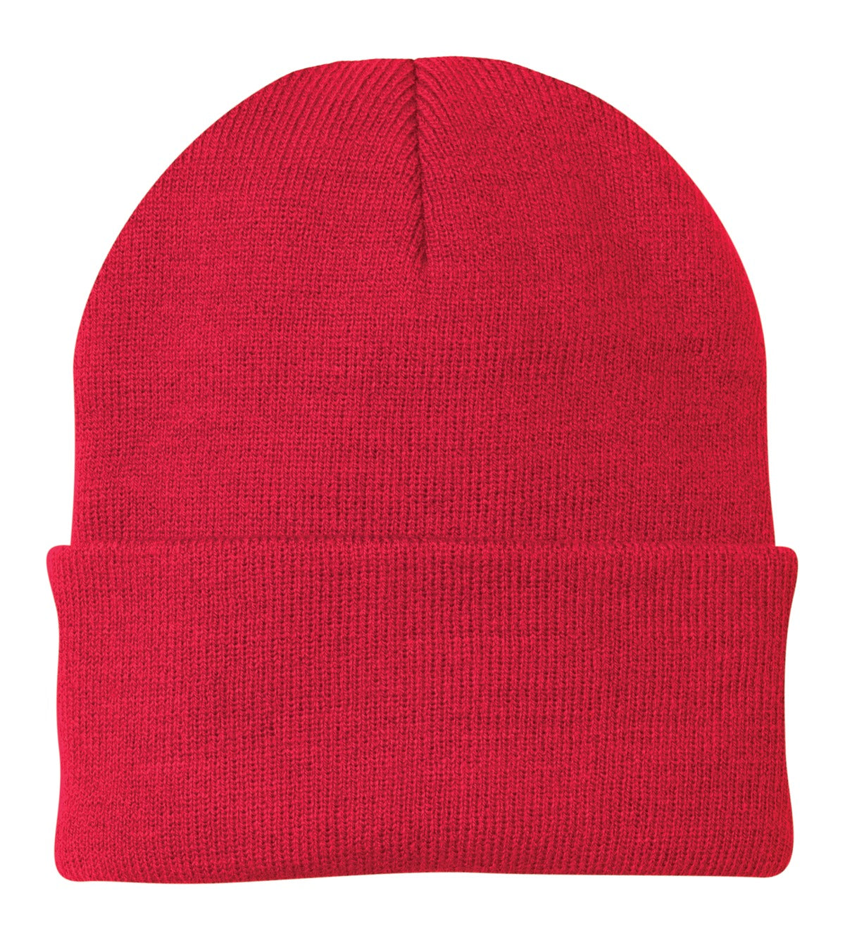 Front View of Athletic Red Port & Company Knit Cap. CP90